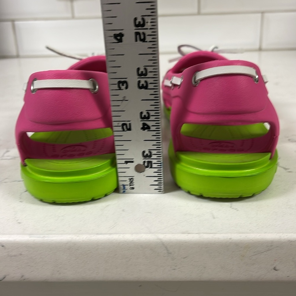 Crocs Beach Line Slip-On Boat Shoes Pink and Green Size 8 - Picture 3 of 15